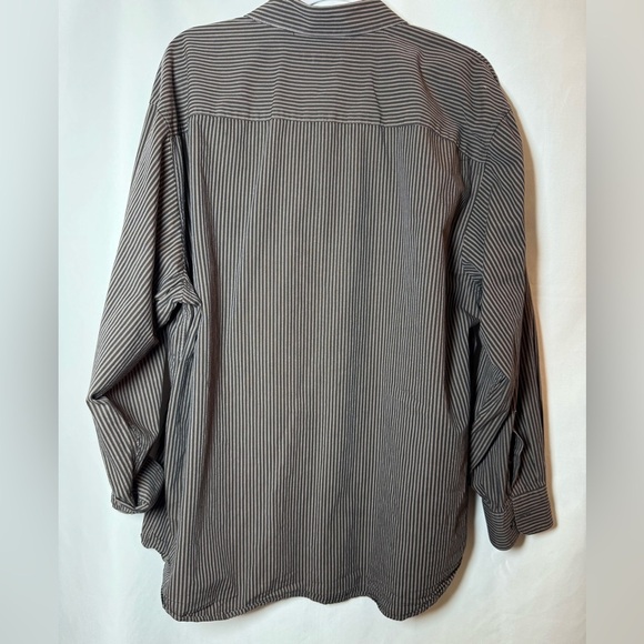 Alfani Black & Brown Striped Button-Up Long Sleeve Shirt 18 - Picture 2 of 5